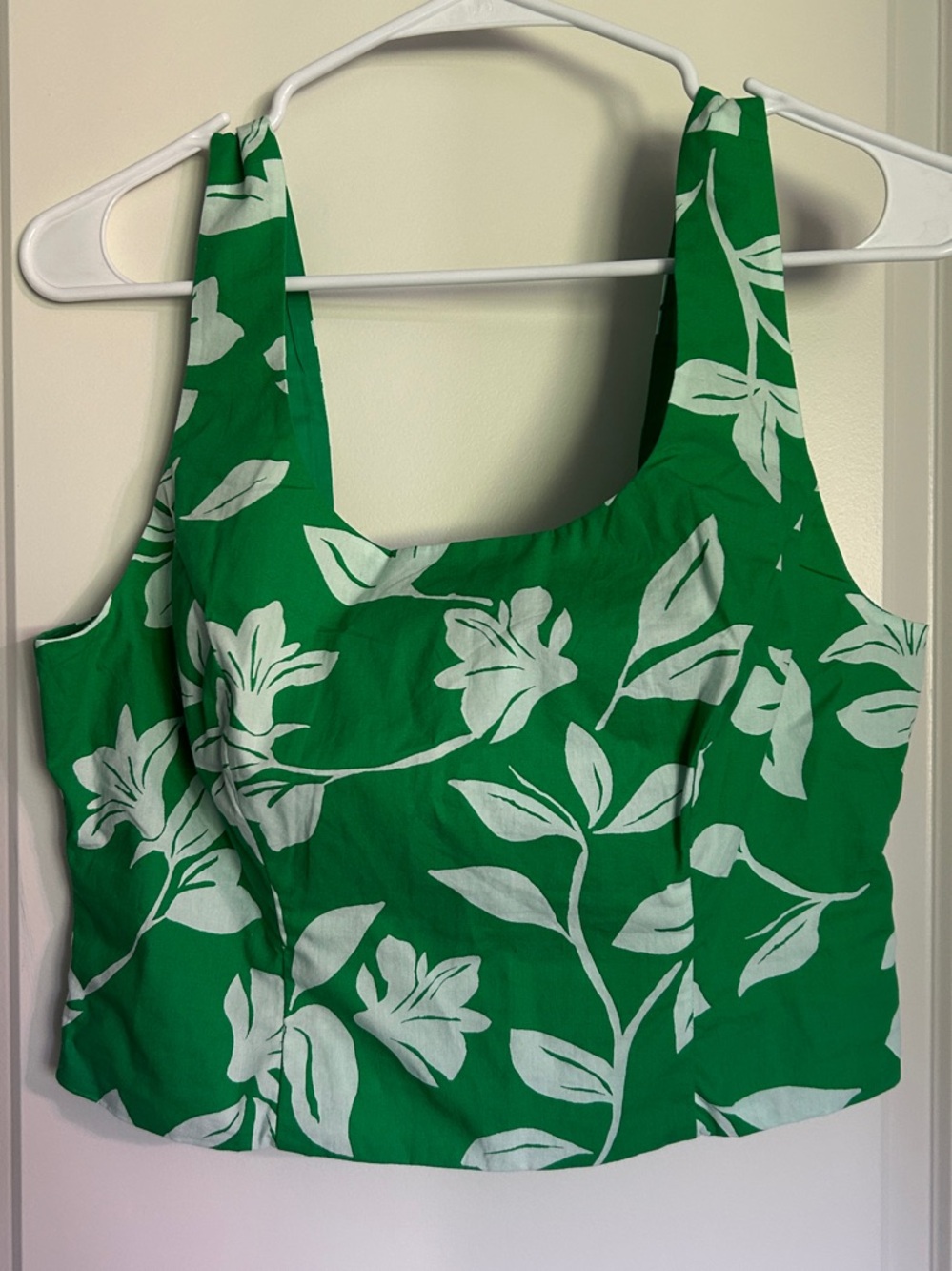 J. Crew Factory Emerald Green Floral Square-Neck Cami